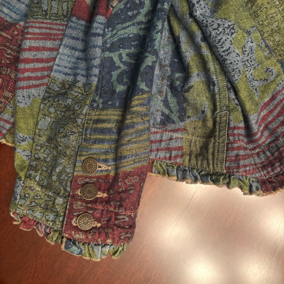 Colorful Denim Jacket with Ruffled Edges - Picture 5 of 7